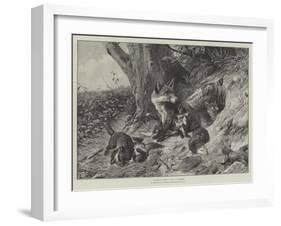 Foxes at Play-Carl Friedrich Deiker-Framed Giclee Print