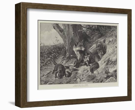 Foxes at Play-Carl Friedrich Deiker-Framed Giclee Print