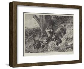 Foxes at Play-Carl Friedrich Deiker-Framed Giclee Print