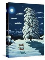 Foxes in Moonlight, 1989-Liz Wright-Stretched Canvas