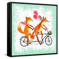 Foxes Like Bikes-Ling's Workshop-Framed Stretched Canvas