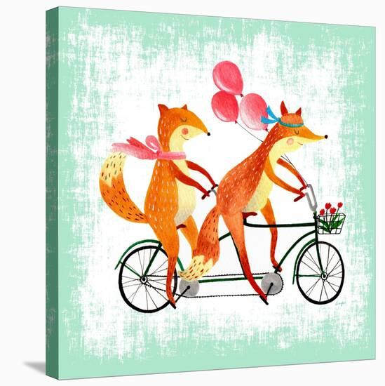 Foxes Like Bikes-Ling's Workshop-Stretched Canvas