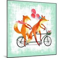 Foxes Like Bikes-Ling's Workshop-Mounted Art Print