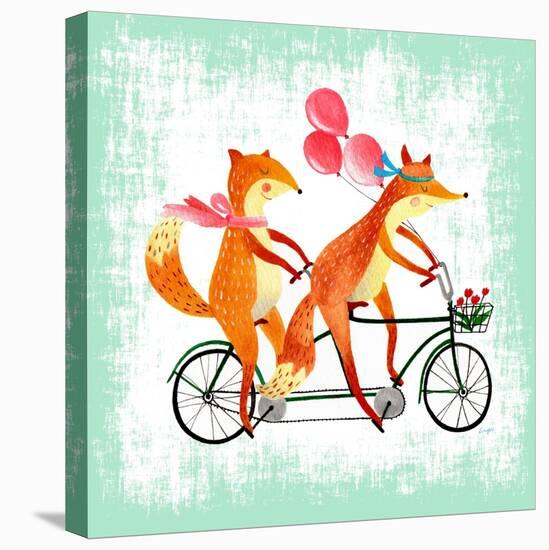 Foxes Like Bikes-Ling's Workshop-Stretched Canvas
