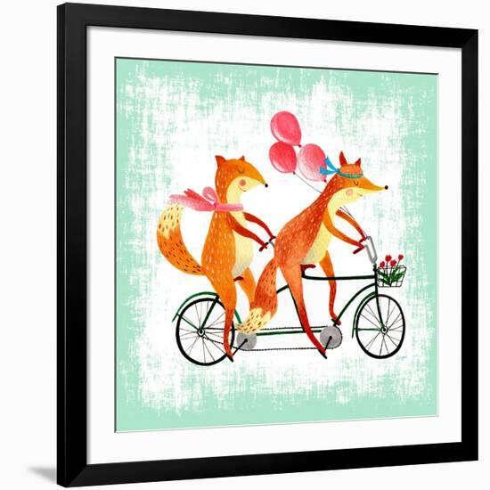 Foxes Like Bikes-Ling's Workshop-Framed Art Print