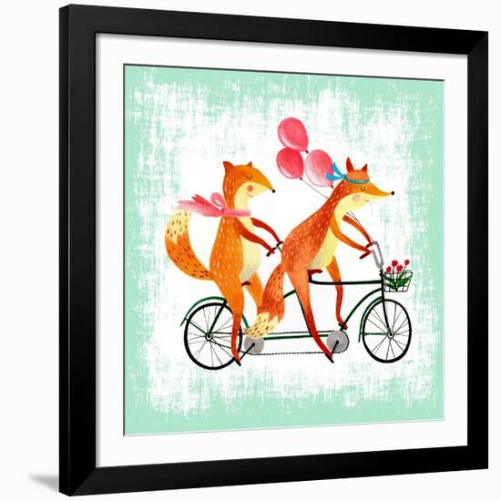 Foxes Like Bikes-Ling's Workshop-Framed Art Print