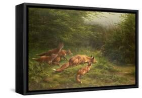 Foxes Waiting for the Prey-Carl Friedrich Deiker-Framed Stretched Canvas