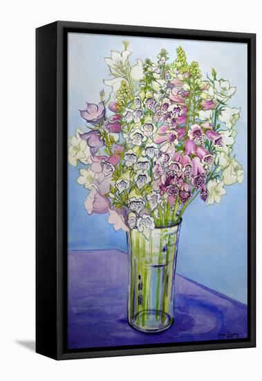 Foxgloves and Campanulas, 2005-Joan Thewsey-Framed Stretched Canvas