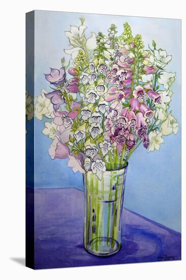 Foxgloves and Campanulas, 2005-Joan Thewsey-Stretched Canvas