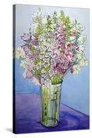 Foxgloves and Campanulas, 2005-Joan Thewsey-Stretched Canvas