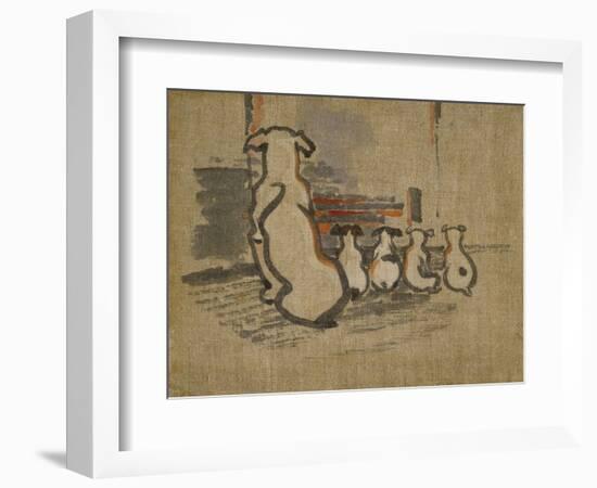 Foxhound and Puppies-Joseph Crawhall-Framed Giclee Print