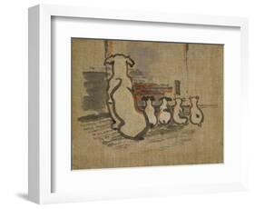 Foxhound and Puppies-Joseph Crawhall-Framed Giclee Print