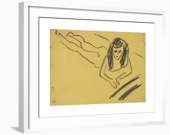 Fränzi Reclining-Ernst Ludwig Kirchner-Framed Premium Giclee Print