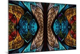 Fractal Pattern in Stained Glass Style-velirina-Mounted Art Print