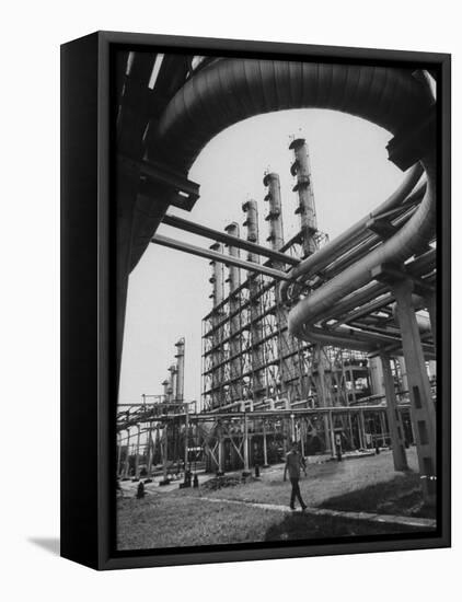 Fraction Plant Industry of Oil Refinery-Carl Mydans-Framed Stretched Canvas