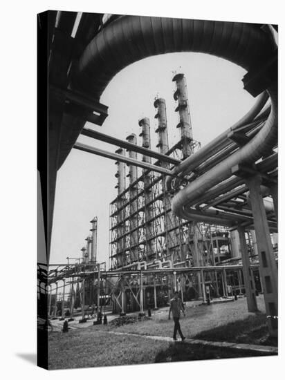 Fraction Plant Industry of Oil Refinery-Carl Mydans-Stretched Canvas