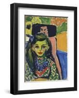 Fränzi in Front of Carved Chair, 1910-Ernst Ludwig Kirchner-Framed Giclee Print