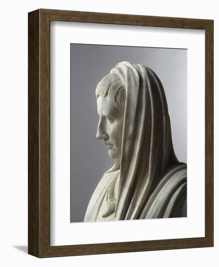 Fragment d'une statue: portrait d'Auguste en pontife-null-Framed Giclee Print