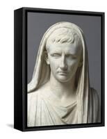 Fragment d'une statue: portrait d'Auguste en pontife-null-Framed Stretched Canvas