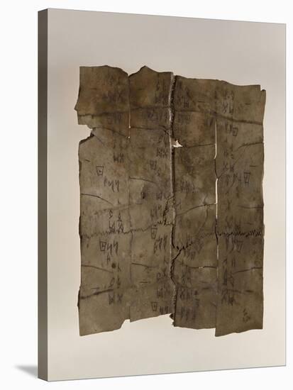 Fragment de carapace de tortue ayant servi à la divination (os oraculaire)-null-Stretched Canvas