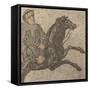 Fragment de mosaïque : cavalier galopant-null-Framed Stretched Canvas