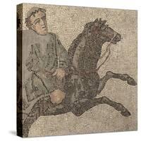 Fragment de mosaïque : cavalier galopant-null-Stretched Canvas