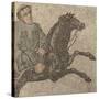 Fragment de mosaïque : cavalier galopant-null-Stretched Canvas