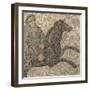 Fragment de mosaïque : cavalier galopant-null-Framed Premium Giclee Print