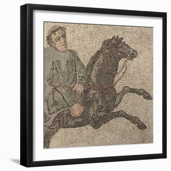 Fragment de mosaïque : cavalier galopant-null-Framed Premium Giclee Print