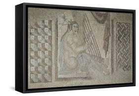 Fragment de mosaïque : harpiste-null-Framed Stretched Canvas