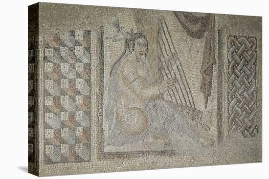 Fragment de mosaïque : harpiste-null-Stretched Canvas