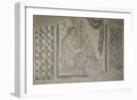 Fragment de mosaïque : harpiste-null-Framed Giclee Print