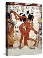 Fragment of a Wall Painting from the Tomb of Nabamun, From Thebes, 18th Dynasty, Around 1350 BCE-null-Stretched Canvas