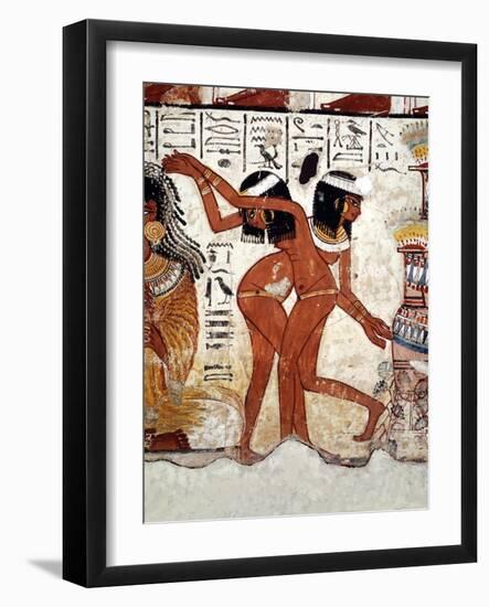 Fragment of a Wall Painting from the Tomb of Nabamun, From Thebes, 18th Dynasty, Around 1350 BCE-null-Framed Giclee Print