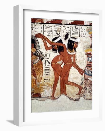 Fragment of a Wall Painting from the Tomb of Nabamun, From Thebes, 18th Dynasty, Around 1350 BCE-null-Framed Giclee Print