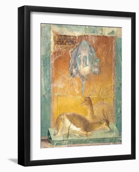 Fragment of Wall Decoration in Second Pompeian Style Showing Ducks and Antelopes-null-Framed Giclee Print