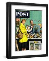 "Frame-Up" Saturday Evening Post Cover, April 30, 1955-Stevan Dohanos-Framed Giclee Print