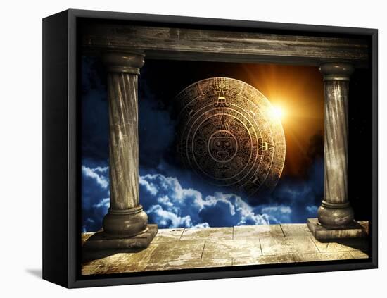 Frame With Two Old Columns And Maya Calendar-frenta-Framed Stretched Canvas