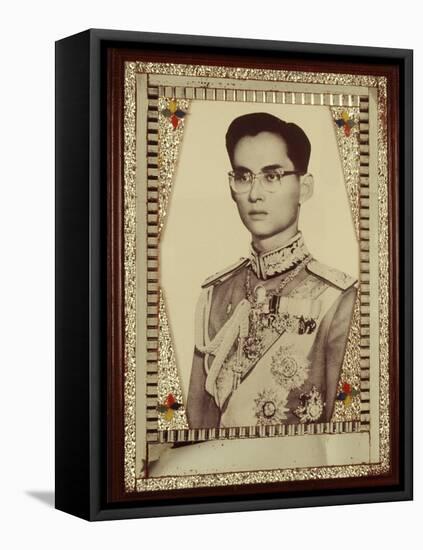 Framed Portrait of King Bhumibol Adulyadej-null-Framed Stretched Canvas
