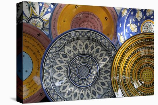 France, Aix-En-Provence. Ceramic Plates, Cours Mirabeau Market-Kevin Oke-Stretched Canvas