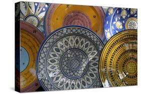 France, Aix-En-Provence. Ceramic Plates, Cours Mirabeau Market-Kevin Oke-Stretched Canvas