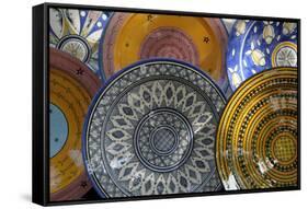 France, Aix-En-Provence. Ceramic Plates, Cours Mirabeau Market-Kevin Oke-Framed Stretched Canvas