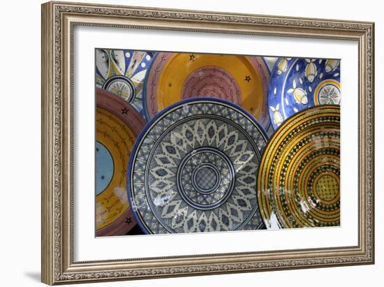 France, Aix-En-Provence. Ceramic Plates, Cours Mirabeau Market-Kevin Oke-Framed Photographic Print