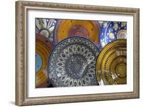 France, Aix-En-Provence. Ceramic Plates, Cours Mirabeau Market-Kevin Oke-Framed Photographic Print