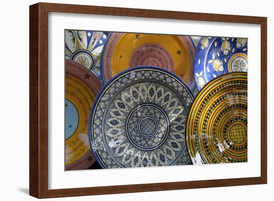 France, Aix-En-Provence. Ceramic Plates, Cours Mirabeau Market-Kevin Oke-Framed Photographic Print