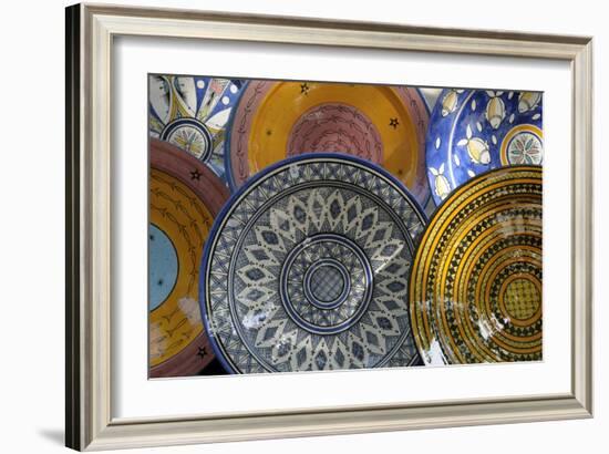 France, Aix-En-Provence. Ceramic Plates, Cours Mirabeau Market-Kevin Oke-Framed Photographic Print