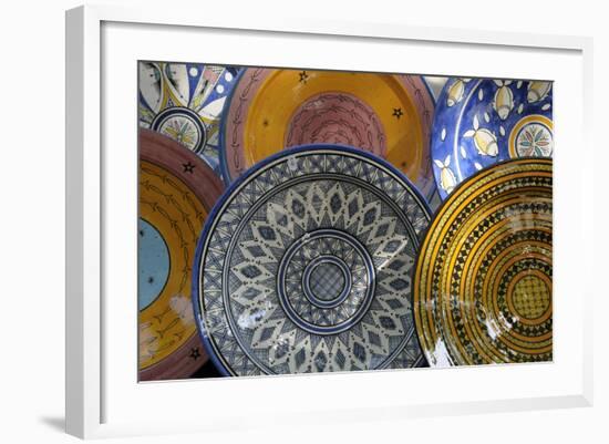 France, Aix-En-Provence. Ceramic Plates, Cours Mirabeau Market-Kevin Oke-Framed Photographic Print