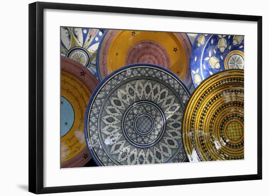 France, Aix-En-Provence. Ceramic Plates, Cours Mirabeau Market-Kevin Oke-Framed Photographic Print