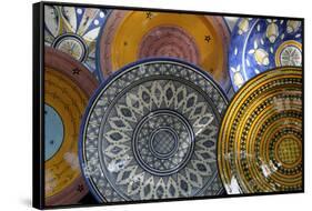 France, Aix-En-Provence. Ceramic Plates, Cours Mirabeau Market-Kevin Oke-Framed Stretched Canvas