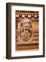 France, Alsace, Colmar. Gargoyle head on the facade of Maison des Tetes.-Janis Miglavs-Framed Photographic Print